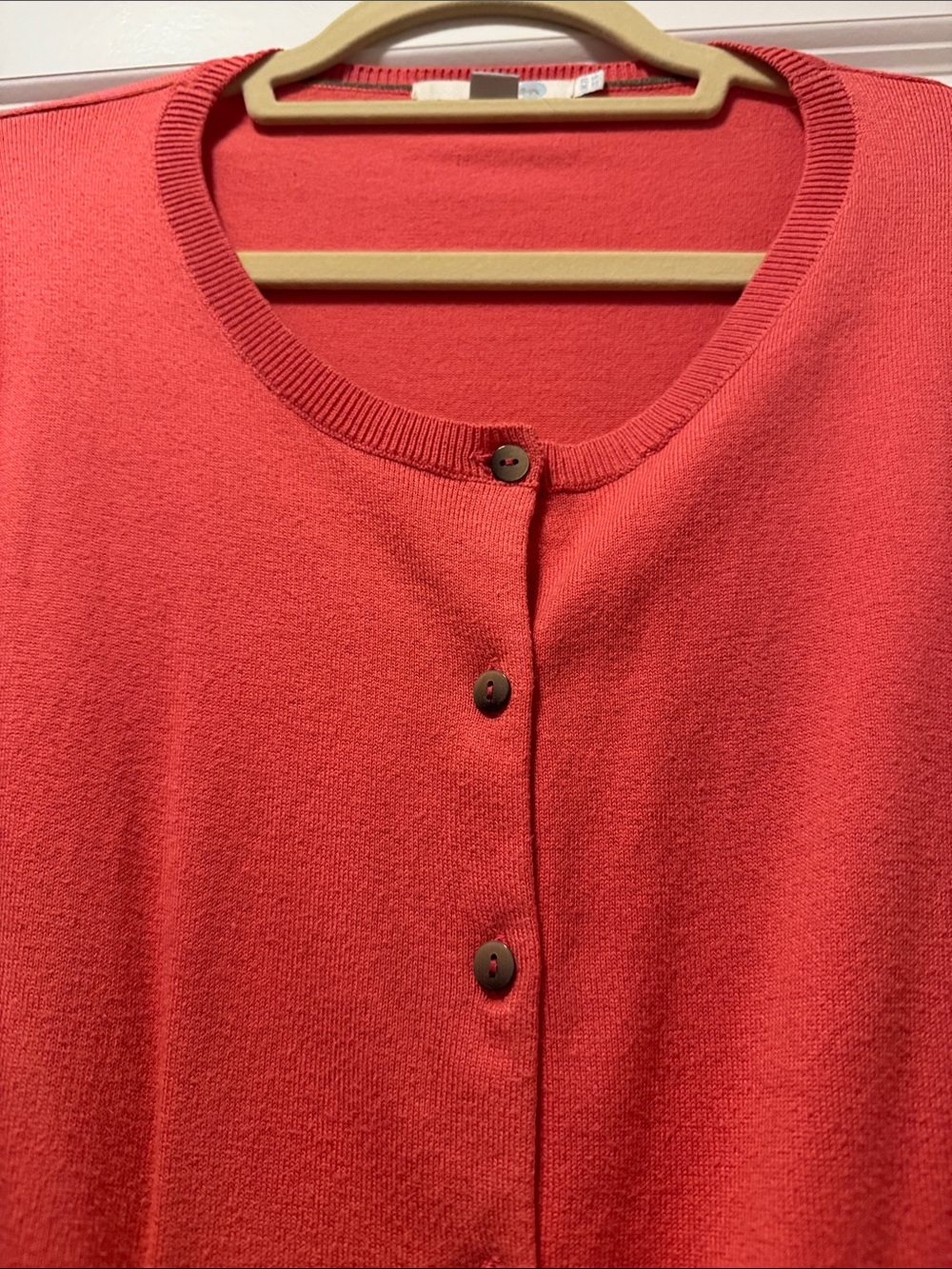 Boden Coral Red Crewneck Cardigan
